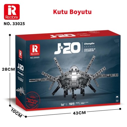 Reobrix 33025 Chengdu J-20 Jet Uçak Yaratıcı Yapı Blok Seti Building Blocks - 1911 Parça - Thumbnail