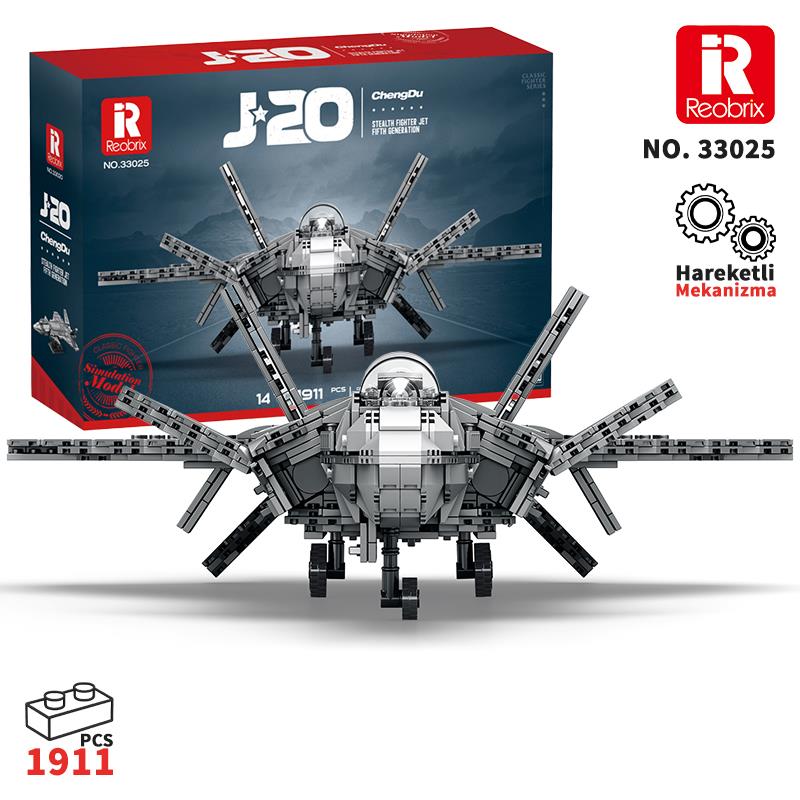 Reobrix 33025 Chengdu J-20 Jet Uçak Yaratıcı Yapı Blok Seti Building Blocks - 1911 Parça