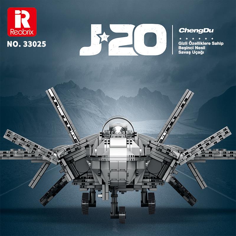 Reobrix 33025 Chengdu J-20 Jet Uçak Yaratıcı Yapı Blok Seti Building Blocks - 1911 Parça