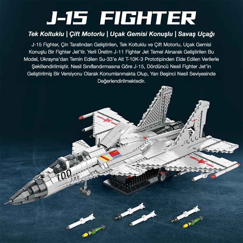 Reobrix Fighter Aircraft Chinese Shenyang J-15 33023 Brick Yapım Seti