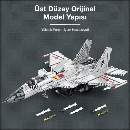 Reobrix 33023 Shenyang J-15 Jet Uçak Yaratıcı Yapı Blok Seti Building Block (J-15 Flying Shark)-1999Parça - Thumbnail