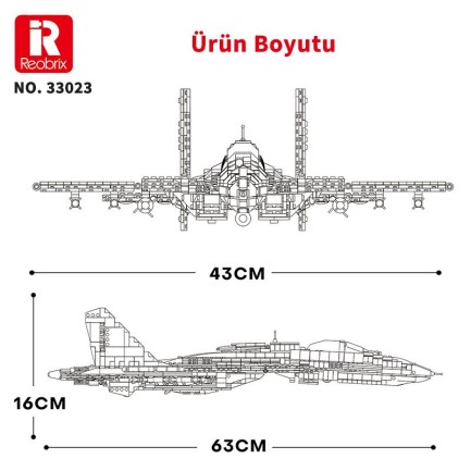 Reobrix 33023 Shenyang J-15 Jet Uçak Yaratıcı Yapı Blok Seti Building Block (J-15 Flying Shark)-1999Parça - Thumbnail