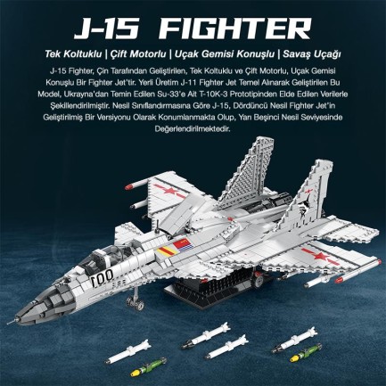 Reobrix 33023 Shenyang J-15 Jet Uçak Yaratıcı Yapı Blok Seti Building Block (J-15 Flying Shark)-1999Parça - Thumbnail