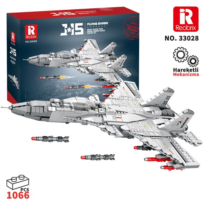 Reobrix Fighter Aircraft Chinese Shenyang J-15 33028 Brick Yapım Seti