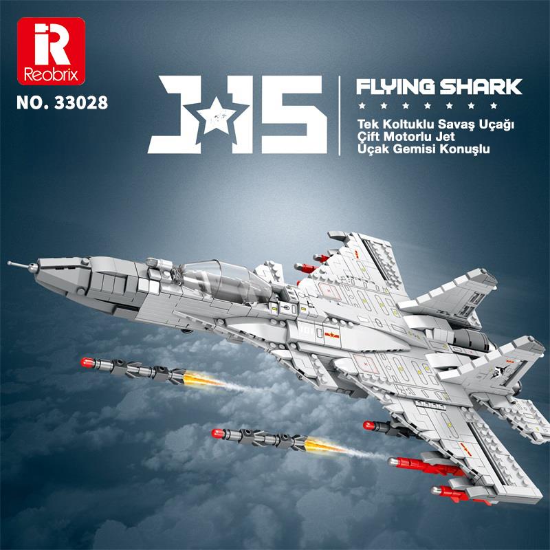 Reobrix 33028 Çin Savaşçı Shenyang J-15 Jet Uçak Yaratıcı Yapı Blok Seti Building Blocks - 1066 Parça