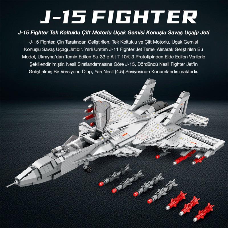 Reobrix 33028 Çin Savaşçı Shenyang J-15 Jet Uçak Yaratıcı Yapı Blok Seti Building Blocks - 1066 Parça