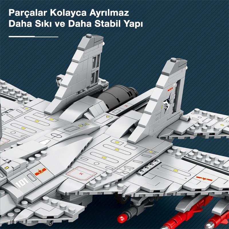 Reobrix 33028 Çin Savaşçı Shenyang J-15 Jet Uçak Yaratıcı Yapı Blok Seti Building Blocks - 1066 Parça