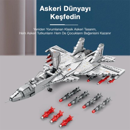 Reobrix 33028 Çin Savaşçı Shenyang J-15 Jet Uçak Yaratıcı Yapı Blok Seti Building Blocks - 1066 Parça - Thumbnail