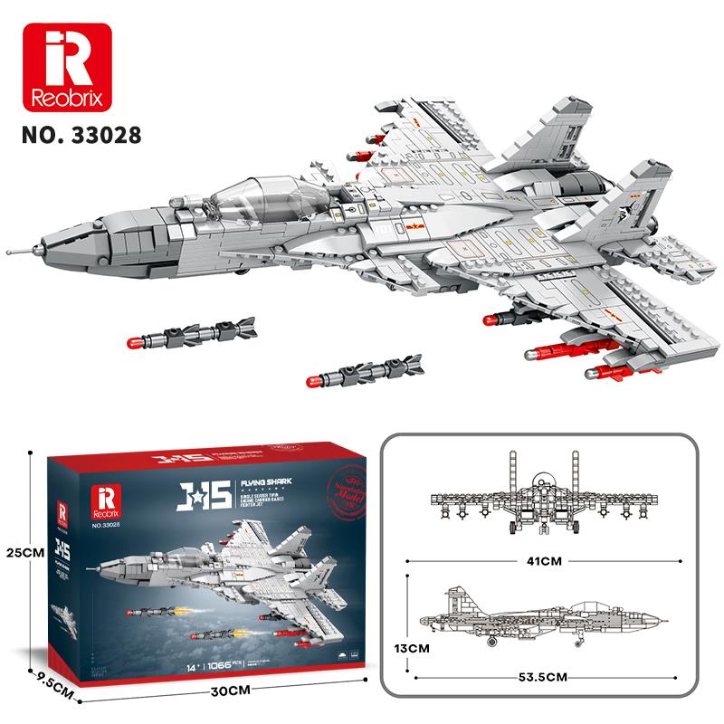 Reobrix 33028 Çin Savaşçı Shenyang J-15 Jet Uçak Yaratıcı Yapı Blok Seti Building Blocks - 1066 Parça