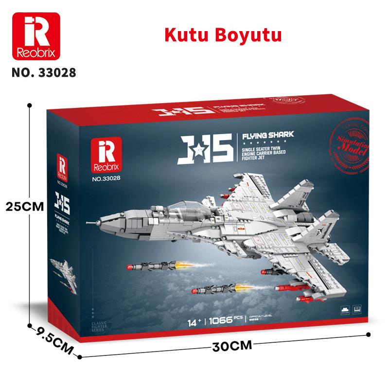 Reobrix 33028 Çin Savaşçı Shenyang J-15 Jet Uçak Yaratıcı Yapı Blok Seti Building Blocks - 1066 Parça