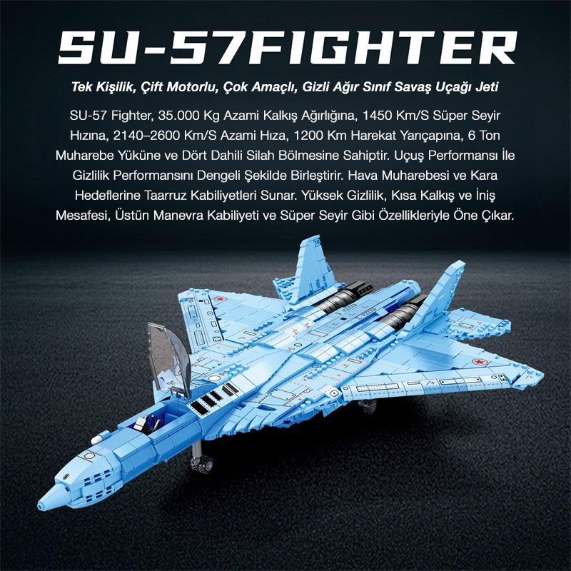 Reobrix Fighter Aircraft Russian Sukhoi Su-57 33030 Brick Yapım Seti