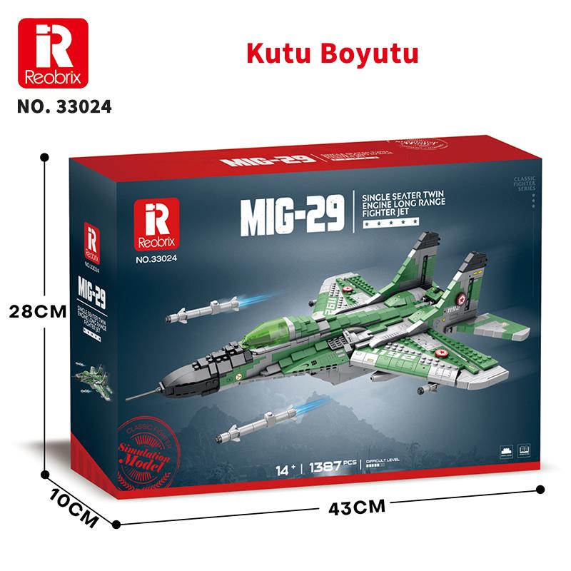 Reobrix 33024 Savaşçı Sovyet Mikoyan MiG-29 Jet Uçak Yaratıcı Yapı Blok Seti Building Blocks - 1387 Parça