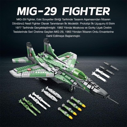 Reobrix 33024 Savaşçı Sovyet Mikoyan MiG-29 Jet Uçak Yaratıcı Yapı Blok Seti Building Blocks - 1387 Parça - Thumbnail