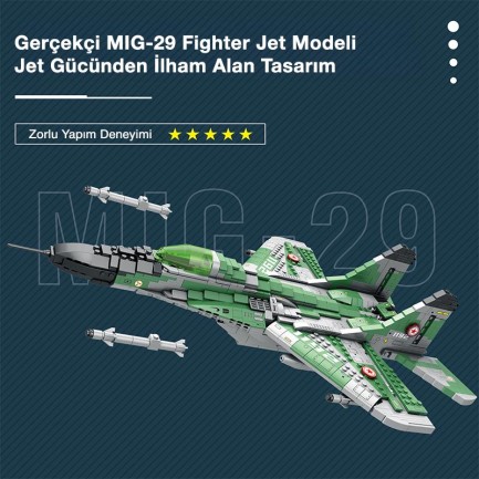Reobrix 33024 Savaşçı Sovyet Mikoyan MiG-29 Jet Uçak Yaratıcı Yapı Blok Seti Building Blocks - 1387 Parça - Thumbnail