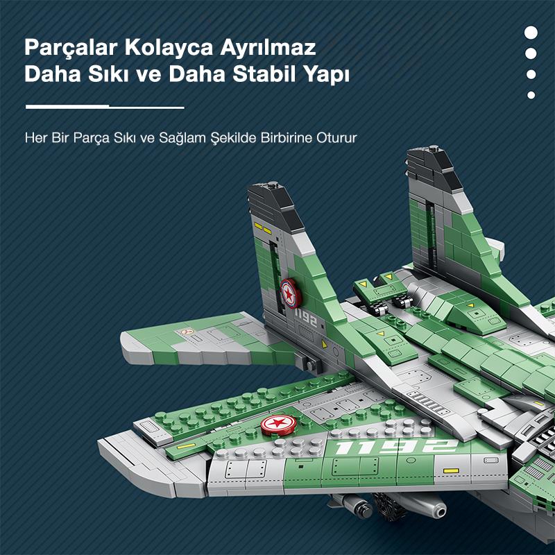 Reobrix 33024 Savaşçı Sovyet Mikoyan MiG-29 Jet Uçak Yaratıcı Yapı Blok Seti Building Blocks - 1387 Parça