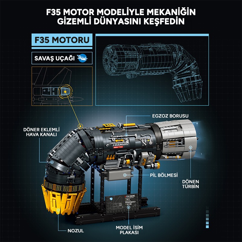 Reobrix Fighter Engine 33014 Brick Yapım Seti