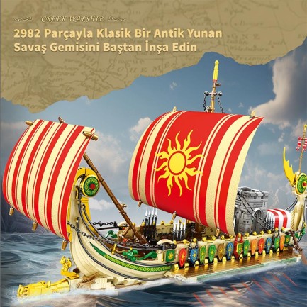 Reobrix 66102 Yunan Savaş Gemisi Yaratıcı Yapı Blok Seti Building Blocks (Greek Warship)- 2982 Parça - Thumbnail