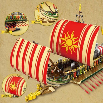 Reobrix 66102 Yunan Savaş Gemisi Yaratıcı Yapı Blok Seti Building Blocks (Greek Warship)- 2982 Parça - Thumbnail
