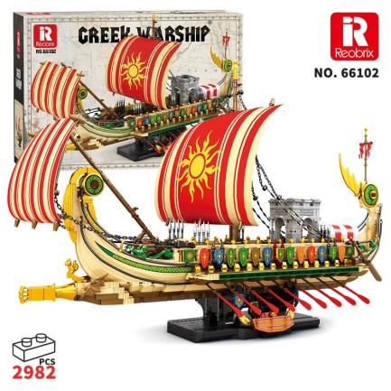 Reobrix - Reobrix 66102 Yunan Savaş Gemisi Yaratıcı Yapı Blok Seti Building Blocks (Greek Warship)- 2982 Parça