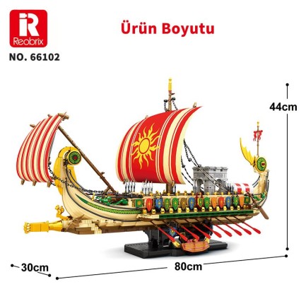 Reobrix 66102 Yunan Savaş Gemisi Yaratıcı Yapı Blok Seti Building Blocks (Greek Warship)- 2982 Parça - Thumbnail