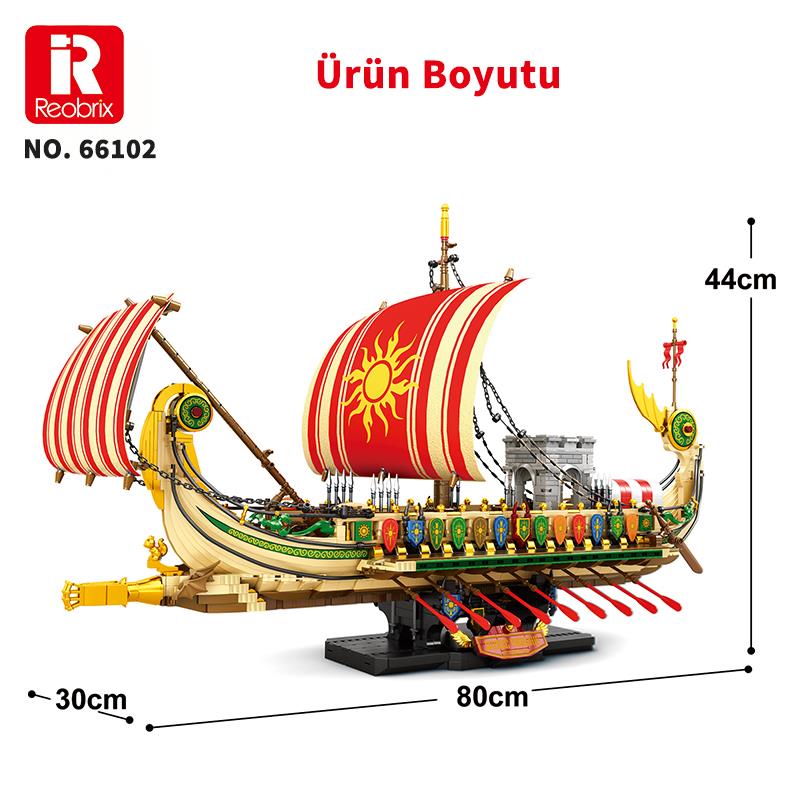 Reobrix 66102 Yunan Savaş Gemisi Yaratıcı Yapı Blok Seti Building Blocks (Greek Warship)- 2982 Parça