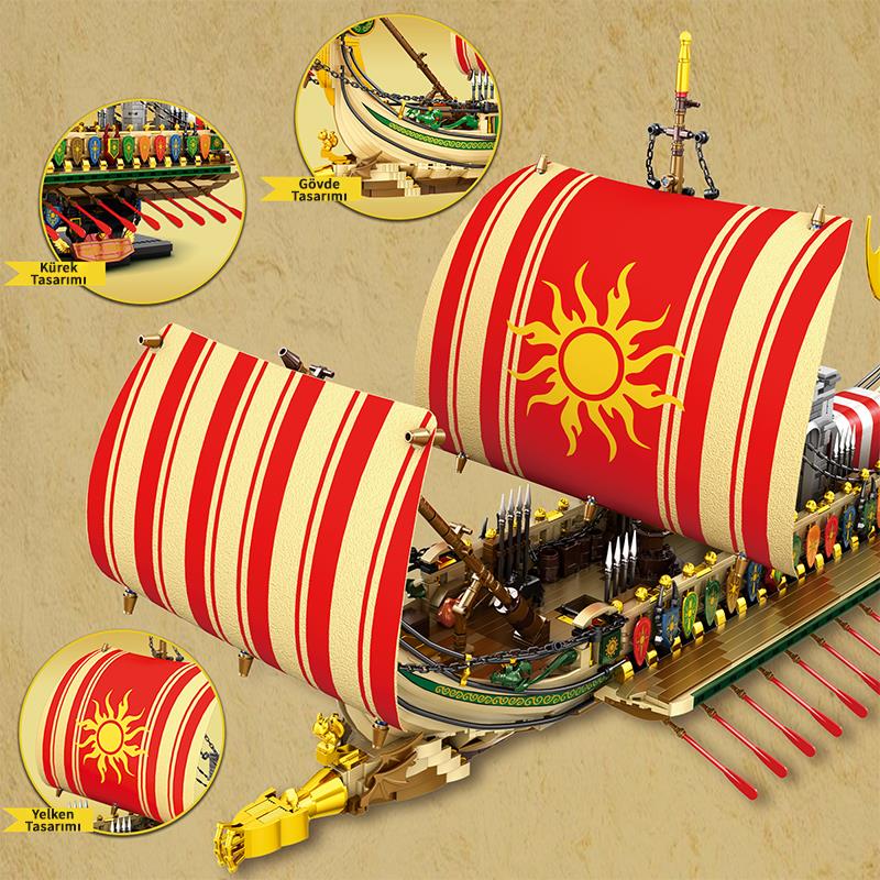 Reobrix 66102 Yunan Savaş Gemisi Yaratıcı Yapı Blok Seti Building Blocks (Greek Warship)- 2982 Parça