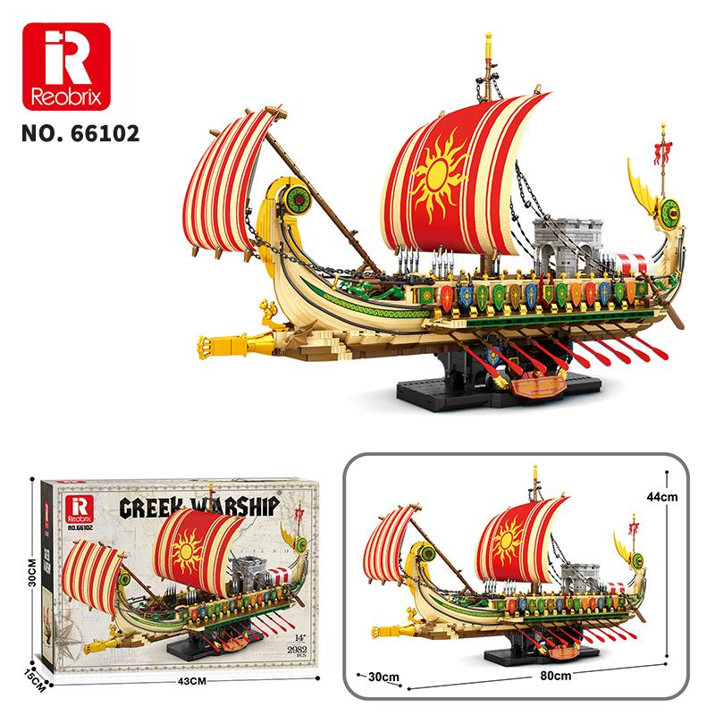 Reobrix 66102 Yunan Savaş Gemisi Yaratıcı Yapı Blok Seti Building Blocks (Greek Warship)- 2982 Parça