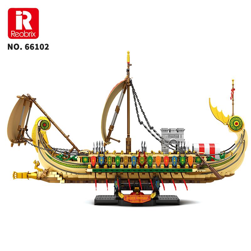Reobrix 66102 Yunan Savaş Gemisi Yaratıcı Yapı Blok Seti Building Blocks (Greek Warship)- 2982 Parça