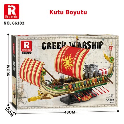 Reobrix 66102 Yunan Savaş Gemisi Yaratıcı Yapı Blok Seti Building Blocks (Greek Warship)- 2982 Parça - Thumbnail