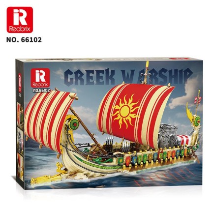 Reobrix 66102 Yunan Savaş Gemisi Yaratıcı Yapı Blok Seti Building Blocks (Greek Warship)- 2982 Parça - Thumbnail