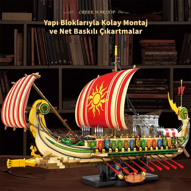Reobrix 66102 Yunan Savaş Gemisi Yaratıcı Yapı Blok Seti Building Blocks (Greek Warship)- 2982 Parça