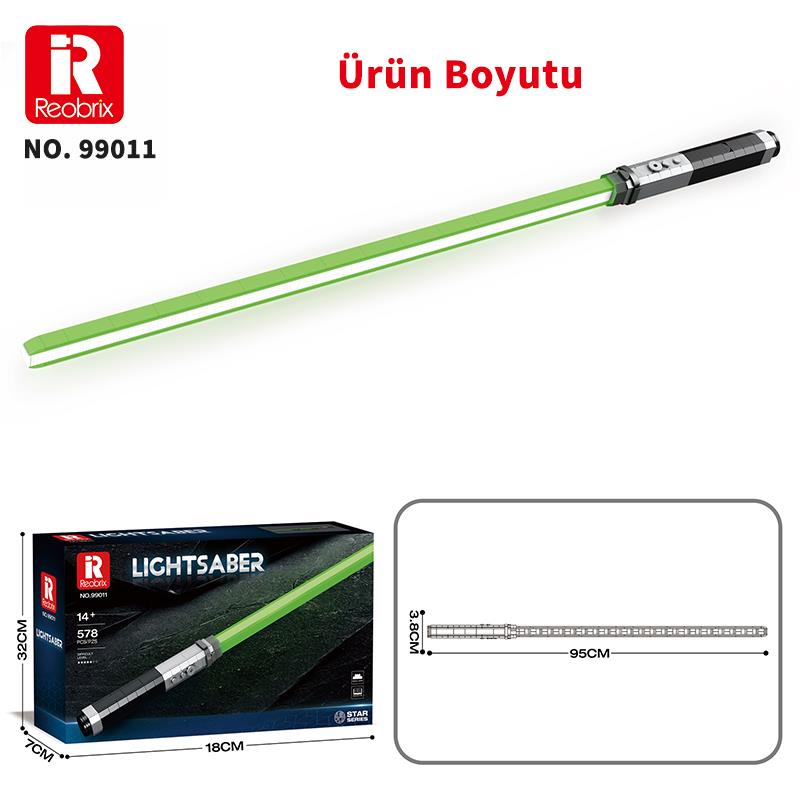 Reobrix 99011 Işın Kılıcı Yeşil Yaratıcı Yapı Blok Seti Building Blocks (Lightsaber) - 578 Parça
