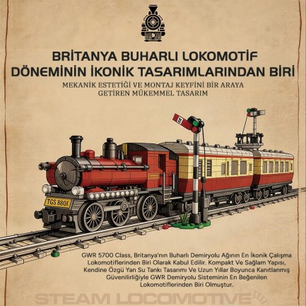 Reobrix GWR 5700 Class Steam Locomotive 66807 Brick Yapım Seti - Thumbnail