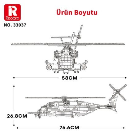Reobrix 33037 Amerikan Sikorsy CH-53 Nakliye Helikopteri Yaratıcı Yapı Blok Seti Building Blocks - 2193 Parça - Thumbnail