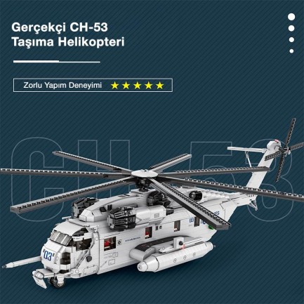Reobrix 33037 Amerikan Sikorsy CH-53 Nakliye Helikopteri Yaratıcı Yapı Blok Seti Building Blocks - 2193 Parça - Thumbnail