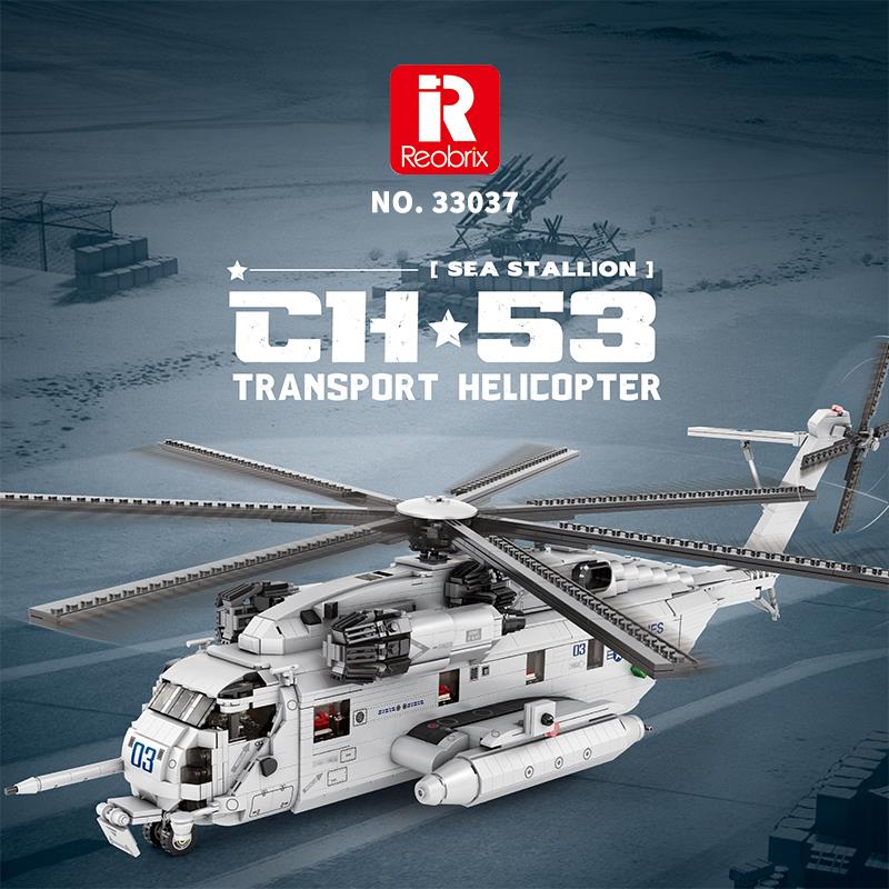 Reobrix 33037 Amerikan Sikorsy CH-53 Nakliye Helikopteri Yaratıcı Yapı Blok Seti Building Blocks - 2193 Parça