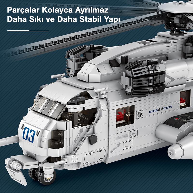 Reobrix 33037 Amerikan Sikorsy CH-53 Nakliye Helikopteri Yaratıcı Yapı Blok Seti Building Blocks - 2193 Parça