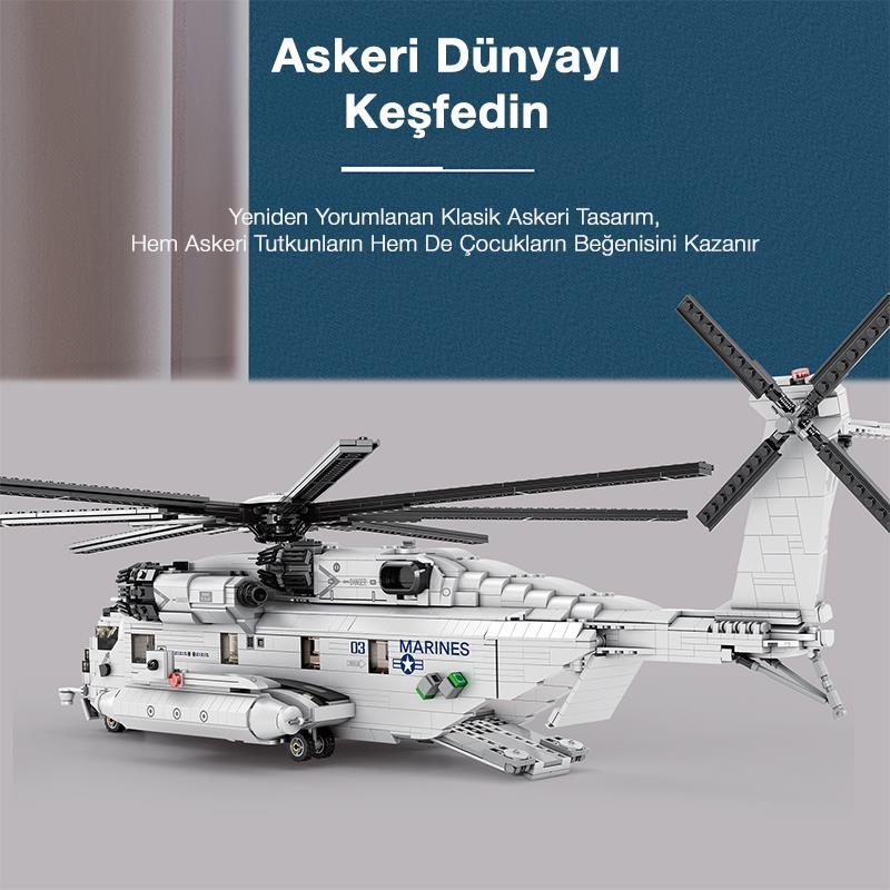 Reobrix 33037 Amerikan Sikorsy CH-53 Nakliye Helikopteri Yaratıcı Yapı Blok Seti Building Blocks - 2193 Parça