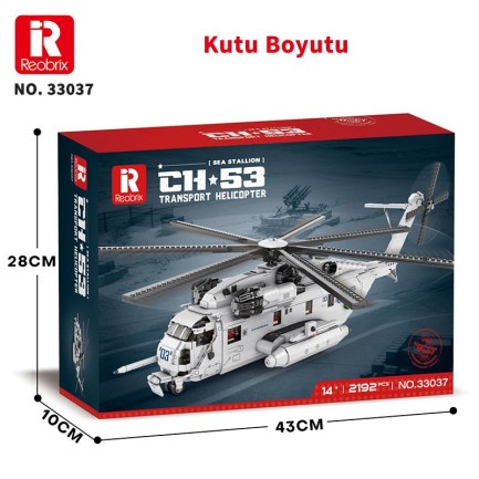 Reobrix 33037 Amerikan Sikorsy CH-53 Nakliye Helikopteri Yaratıcı Yapı Blok Seti Building Blocks - 2193 Parça - Thumbnail