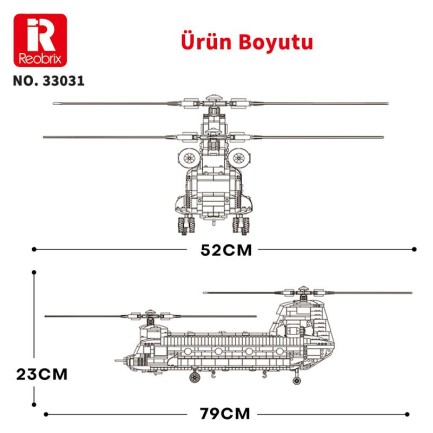 Reobrix 33031 Amerikan Helikopter CH-47 (CH-47 Transport Helicopter Chinook) Yaratıcı Yapı Blok Seti Building Blocks - 1451 Parça - Thumbnail