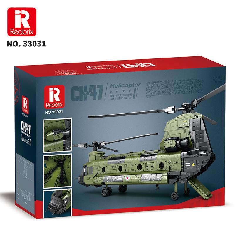 Reobrix 33031 Amerikan Helikopter CH-47 (CH-47 Transport Helicopter Chinook) Yaratıcı Yapı Blok Seti Building Blocks - 1451 Parça