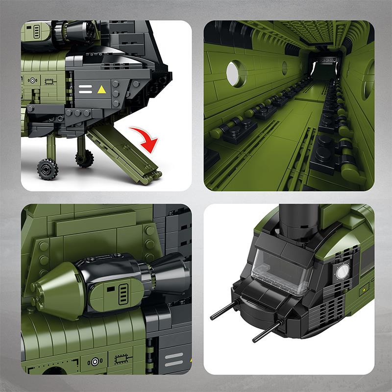 Reobrix 33031 Amerikan Helikopter CH-47 (CH-47 Transport Helicopter Chinook) Yaratıcı Yapı Blok Seti Building Blocks - 1451 Parça
