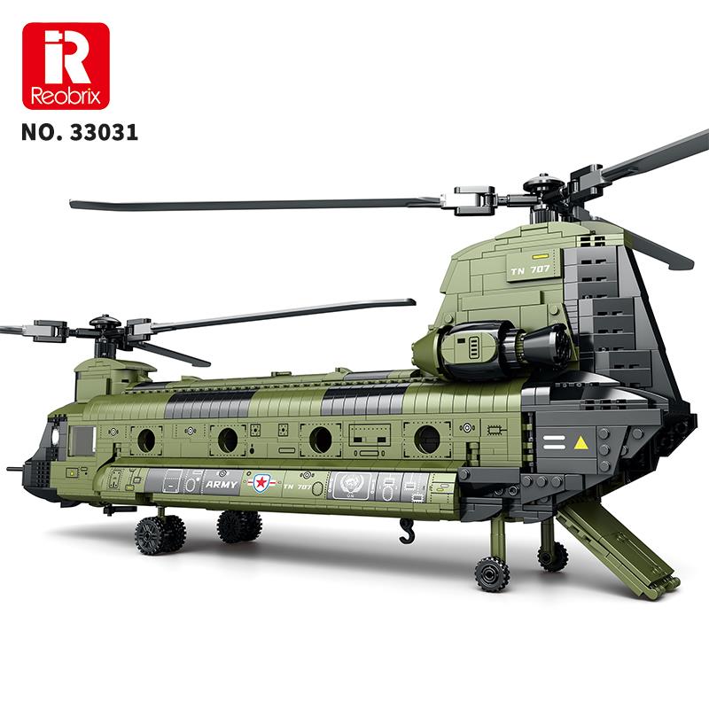 Reobrix 33031 Amerikan Helikopter CH-47 (CH-47 Transport Helicopter Chinook) Yaratıcı Yapı Blok Seti Building Blocks - 1451 Parça