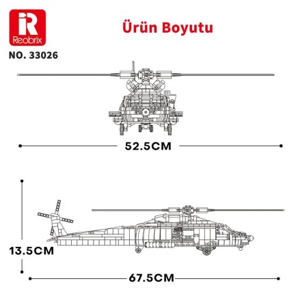 Reobrix 33026 Amerikan Sikorsky Helikopter HH-60J (Guard Search And Rescue Aircraft) Yaratıcı Yapı Blok Seti Building Blocks - 1137 Parça - Thumbnail
