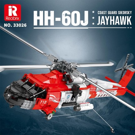 Reobrix 33026 Amerikan Sikorsky Helikopter HH-60J (Guard Search And Rescue Aircraft) Yaratıcı Yapı Blok Seti Building Blocks - 1137 Parça - Thumbnail