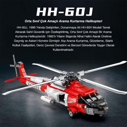 Reobrix 33026 Amerikan Sikorsky Helikopter HH-60J (Guard Search And Rescue Aircraft) Yaratıcı Yapı Blok Seti Building Blocks - 1137 Parça - Thumbnail