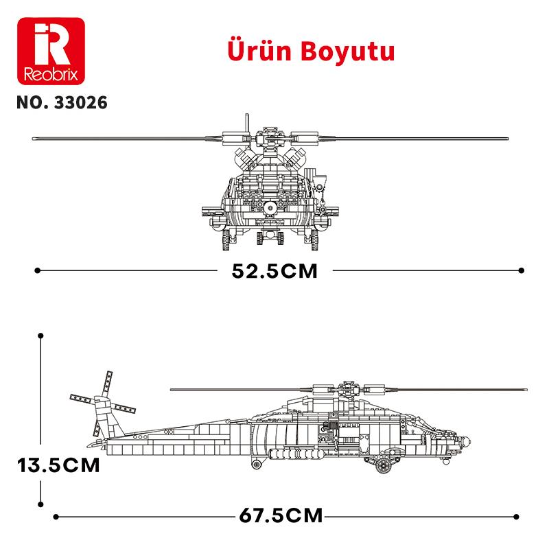Reobrix 33026 Amerikan Sikorsky Helikopter HH-60J (Guard Search And Rescue Aircraft) Yaratıcı Yapı Blok Seti Building Blocks - 1137 Parça
