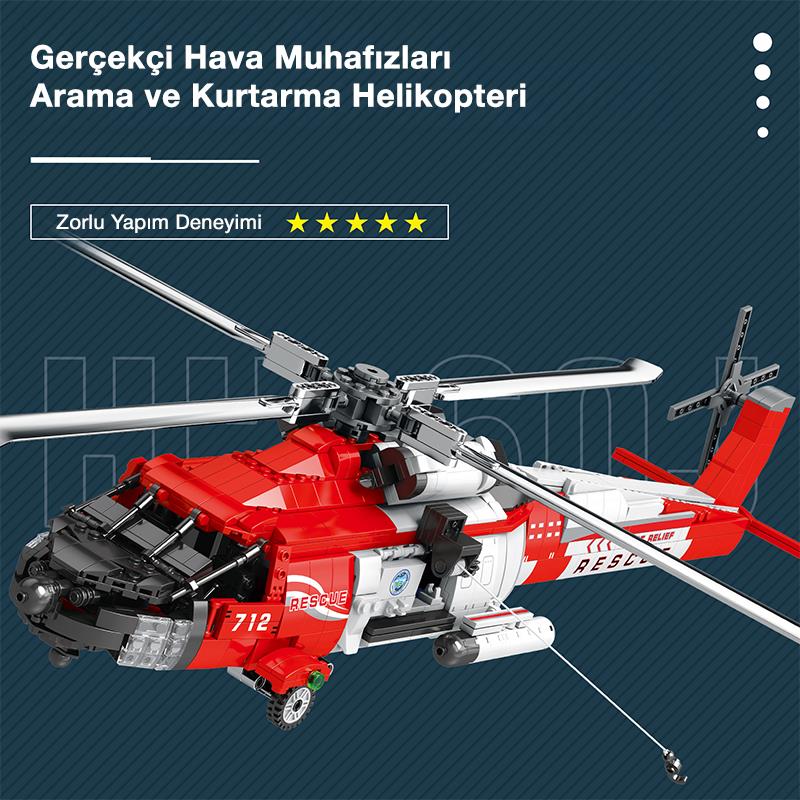 Reobrix 33026 Amerikan Sikorsky Helikopter HH-60J (Guard Search And Rescue Aircraft) Yaratıcı Yapı Blok Seti Building Blocks - 1137 Parça