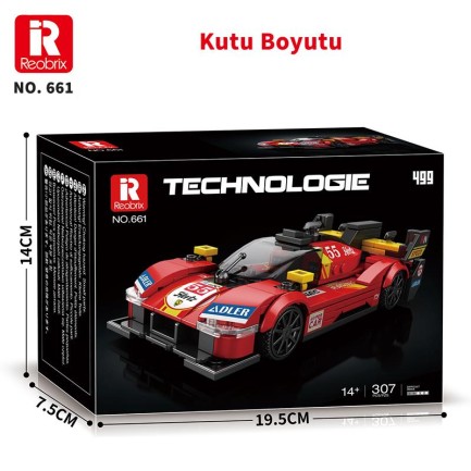 Reobrix Technic 661 Ferrari 499P Spor Araba Yaratıcı Yapı Blok Seti Building Blocks - 307 Parça - Thumbnail