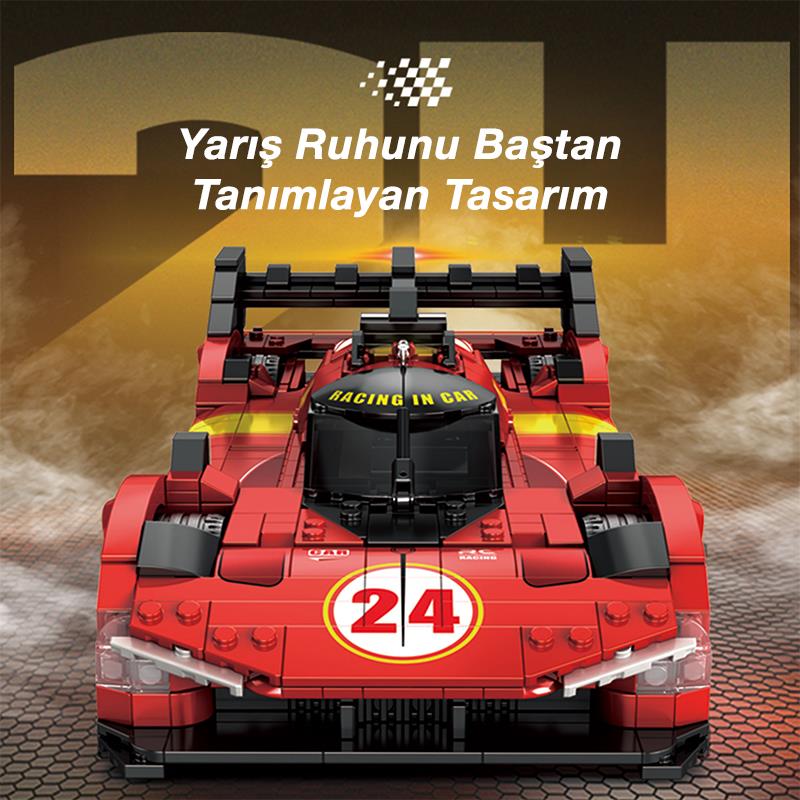 Reobrix Technic 11041 1/12 Ferrari 499P Araba Yaratıcı Yapı Blok Seti Building Blocks - 1370 Parça